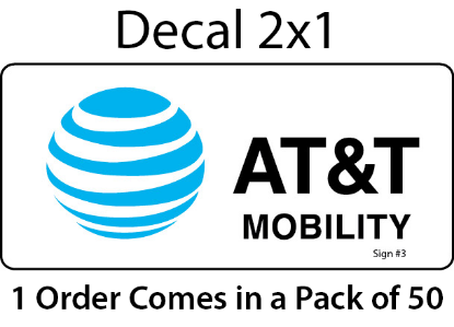 Picture of Sign#3: AT&T Mobility Logo Decal 2"x1" (Pack of 50)
