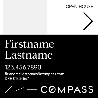 Picture of Compass 24"x24" O.H. Black Ultra Frame - Black & White Sign A